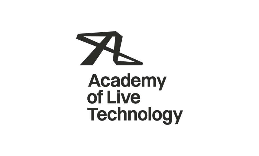 Black and white logo of the Academy of Live Technology, featuring a stylised “A” symbol above the organisation’s name in bold text on a plain background.