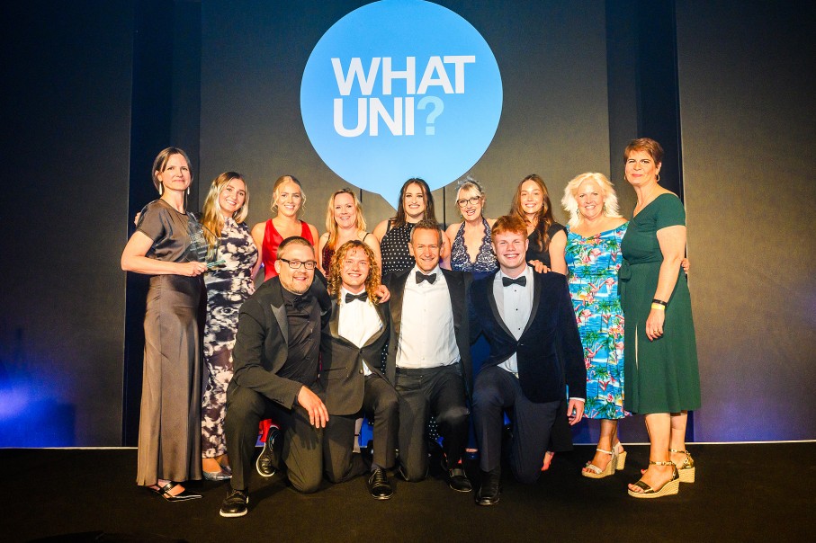 Group of people sharing award celebration