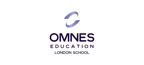 OMNES Education London School logo, featuring a stylised purple ‘O’ above the text ‘OMNES Education London School’ in bold, modern lettering.