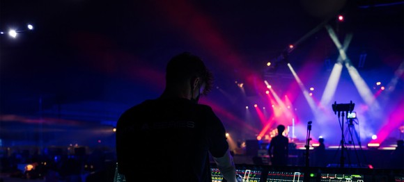 sound engineer overlooking display