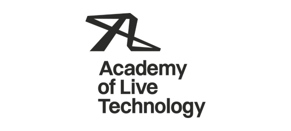Black and white logo of the Academy of Live Technology, featuring a stylised “A” symbol above the organisation’s name in bold text on a plain background.