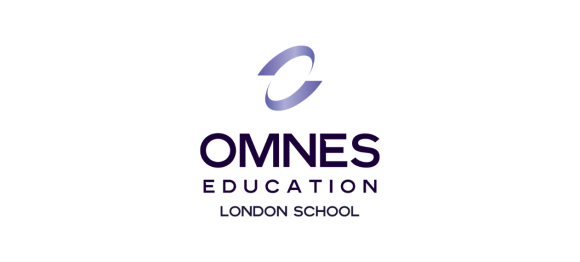 OMNES Education London School logo, featuring a stylised purple ‘O’ above the text ‘OMNES Education London School’ in bold, modern lettering.