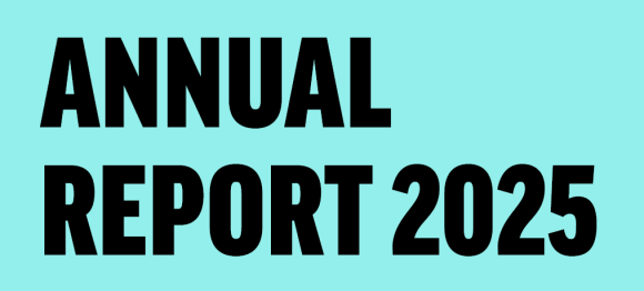 On a teal background, black text reads: Annual Report 2025