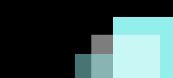 Black background, three overlapping teal boxes to the right