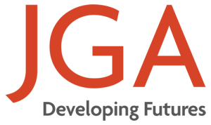 Logo - red text 'JGA', grey text beneath 'Developing Futures'