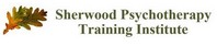 The Sherwood Psychotherapy Training Institute logo includes two autumnal oak leaves