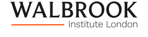 Logo: In black text on the top line it says 'WALBROOK' and beneath is an orange link, with Institute London written alongside it.
