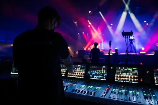 sound engineer overlooking display