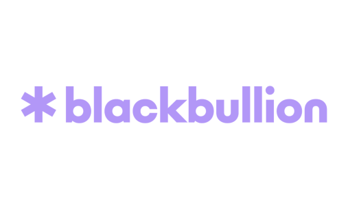 The logo is a light lilac, with a start on the left, followed by 'blackbullion'