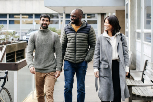 Students walking talking