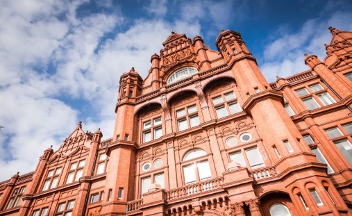 University building close-up red bricks