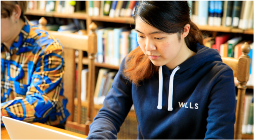 Student in library