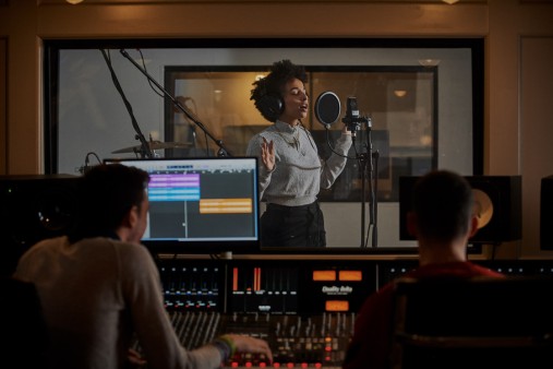 Students in recording studio
