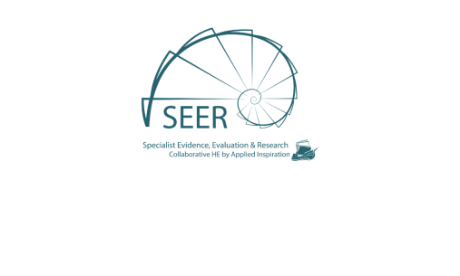 Logo: SEER - Specialist Evidence, Evaluation & Research. Collaborative HE by Applied Inspiration