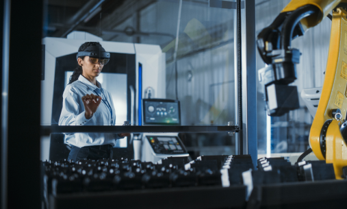 A student using mechanical technology