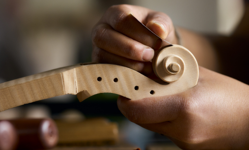 West Dean Student making wooden musical instrument