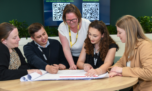 Students around a table